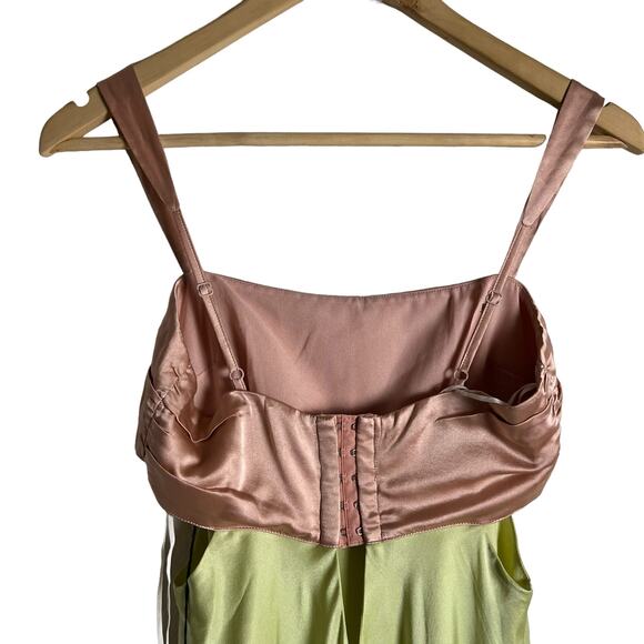Hansen & Gretel Honeydew Blush Melon Silk Satin Sleeveless Mini Dress Size XS - Picture 8 of 12